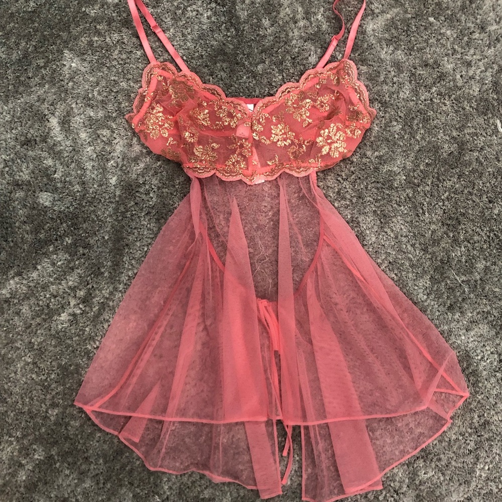 Sheer Coral Babydoll Lingerie